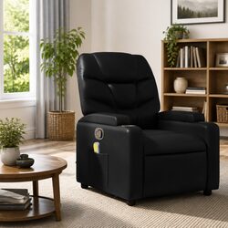 Black Faux Leather Massage Recliner Chair with USB