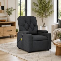 Grey Fabric Manual Recliner Chair with Vibration Massage