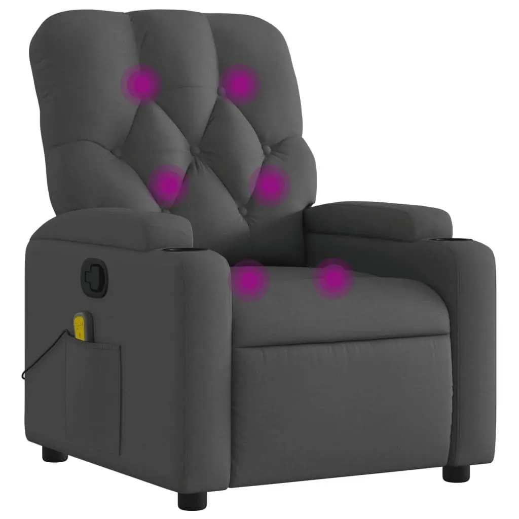 Grey Fabric Manual Recliner Chair with Vibration Massage