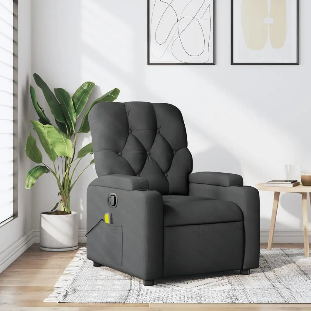 Grey Fabric Manual Recliner Chair with Vibration Massage