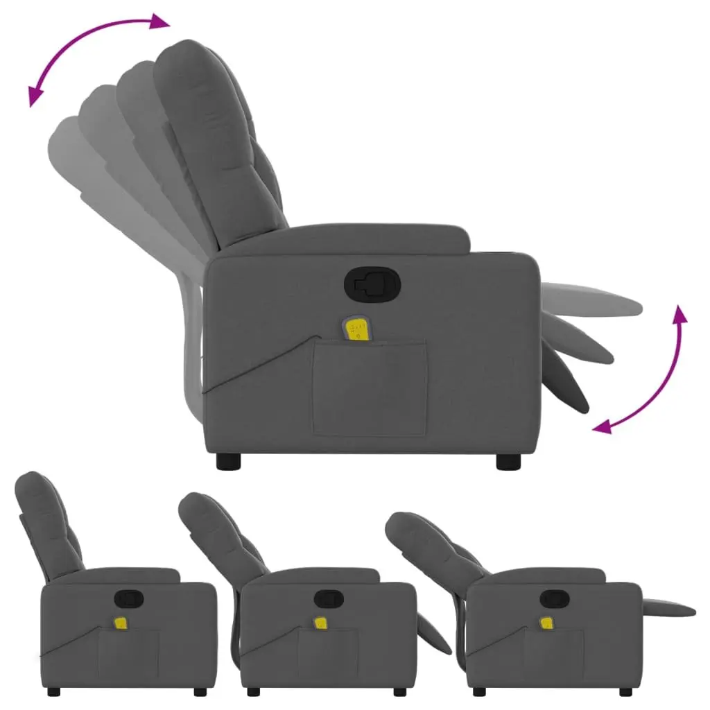 Grey Fabric Manual Recliner Chair with Vibration Massage