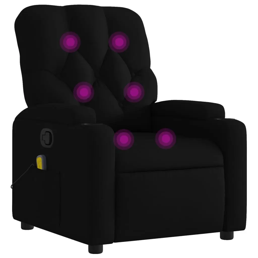 Massage Recliner Chair Fabric Black Manual Recline Vibration Armchair