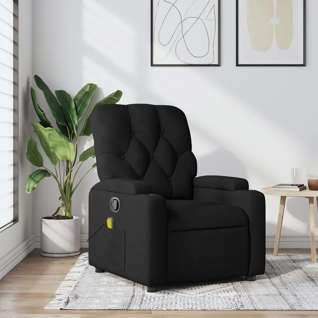 Massage Recliner Chair Fabric Black Manual Recline Vibration Armchair