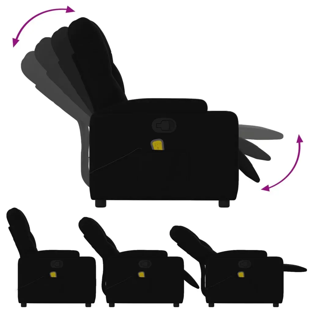 Massage Recliner Chair Fabric Black Manual Recline Vibration Armchair