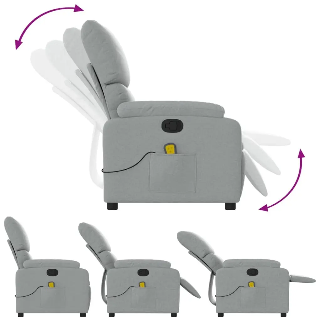Massage Recliner Chair Fabric Grey Manual Recline Vibration