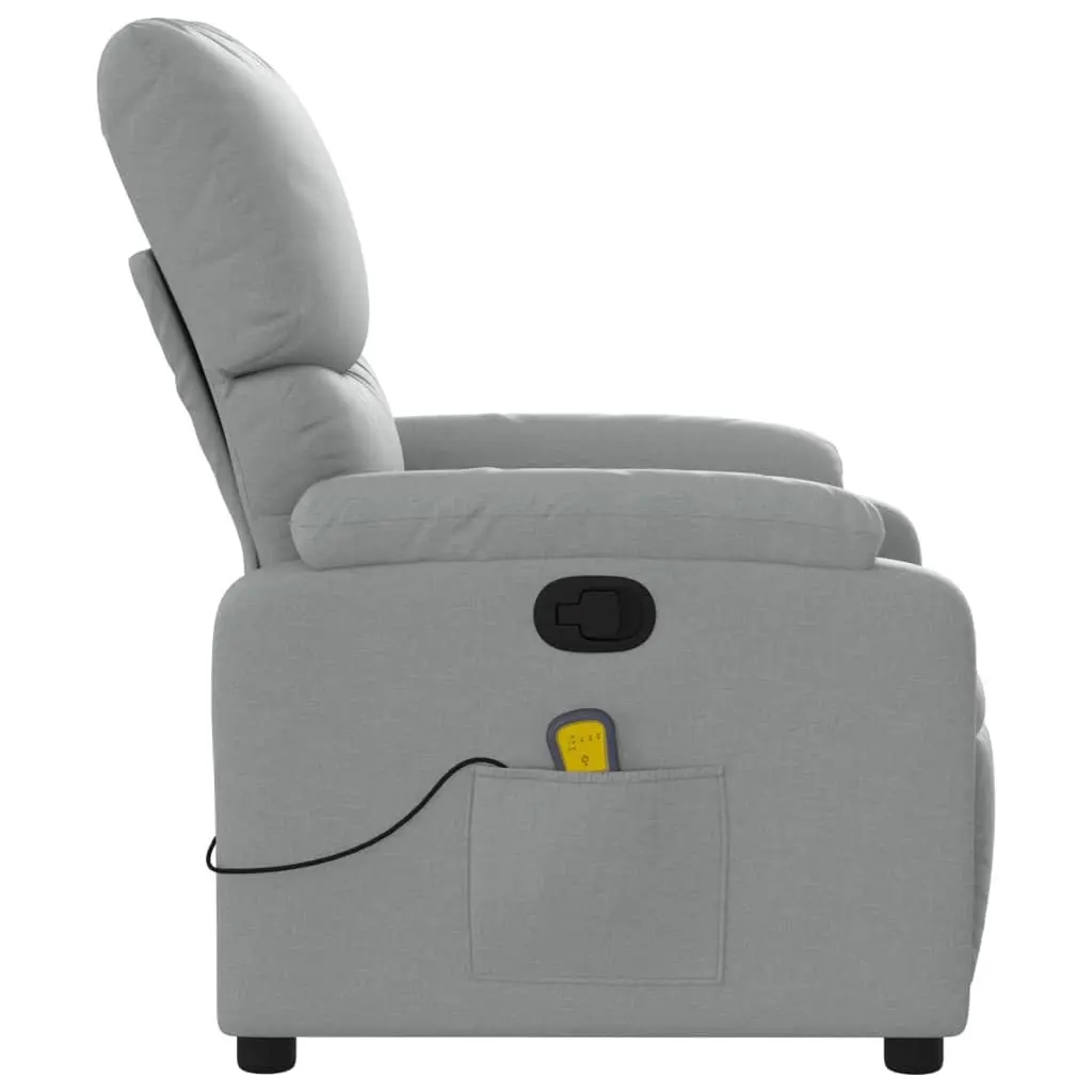 Massage Recliner Chair Fabric Grey Manual Recline Vibration