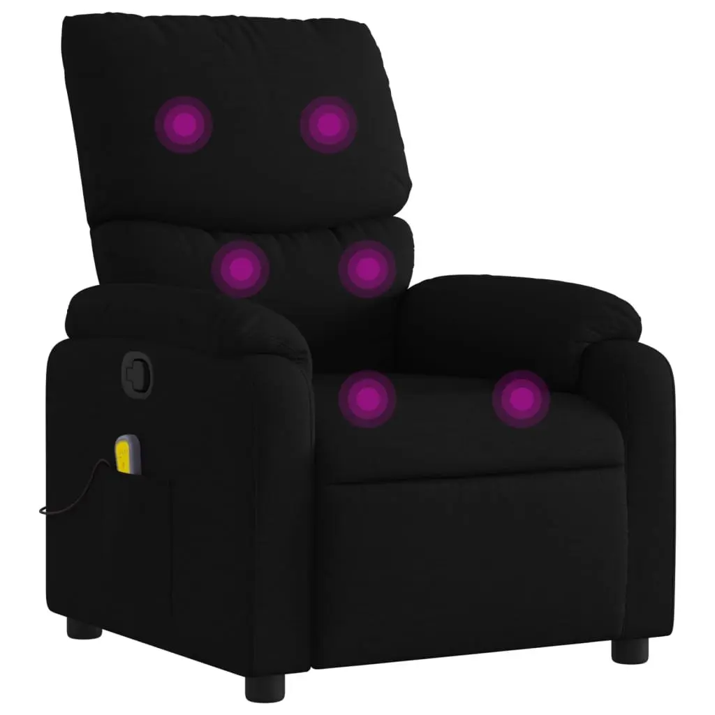 Massage Recliner Chair Fabric Black Manual Recline 6 Vibration Points