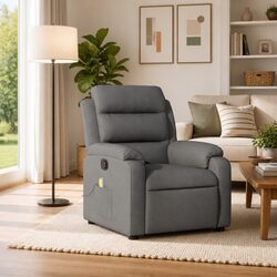 Grey Fabric Manual Recline Massage Recliner Chair