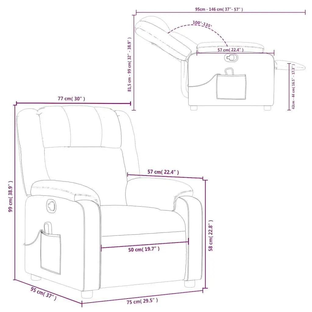 Massage Recliner Chair Fabric Light Grey Manual Reclining Armchair