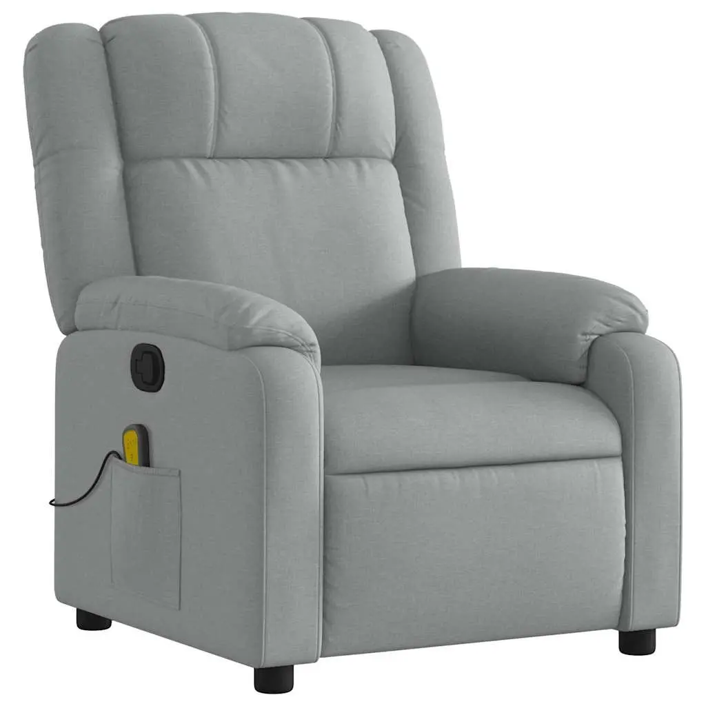 Massage Recliner Chair Fabric Light Grey Manual Reclining Armchair