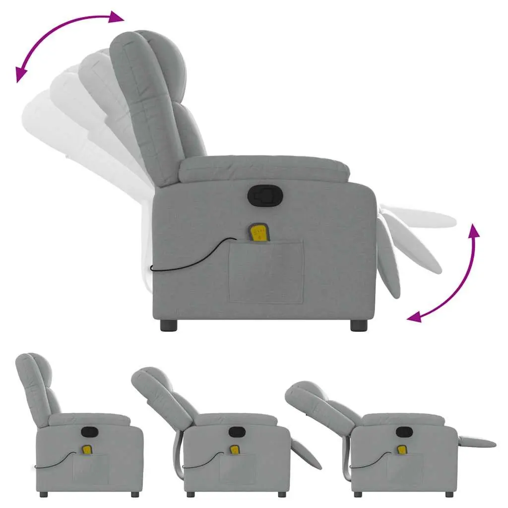 Massage Recliner Chair Fabric Light Grey Manual Reclining Armchair