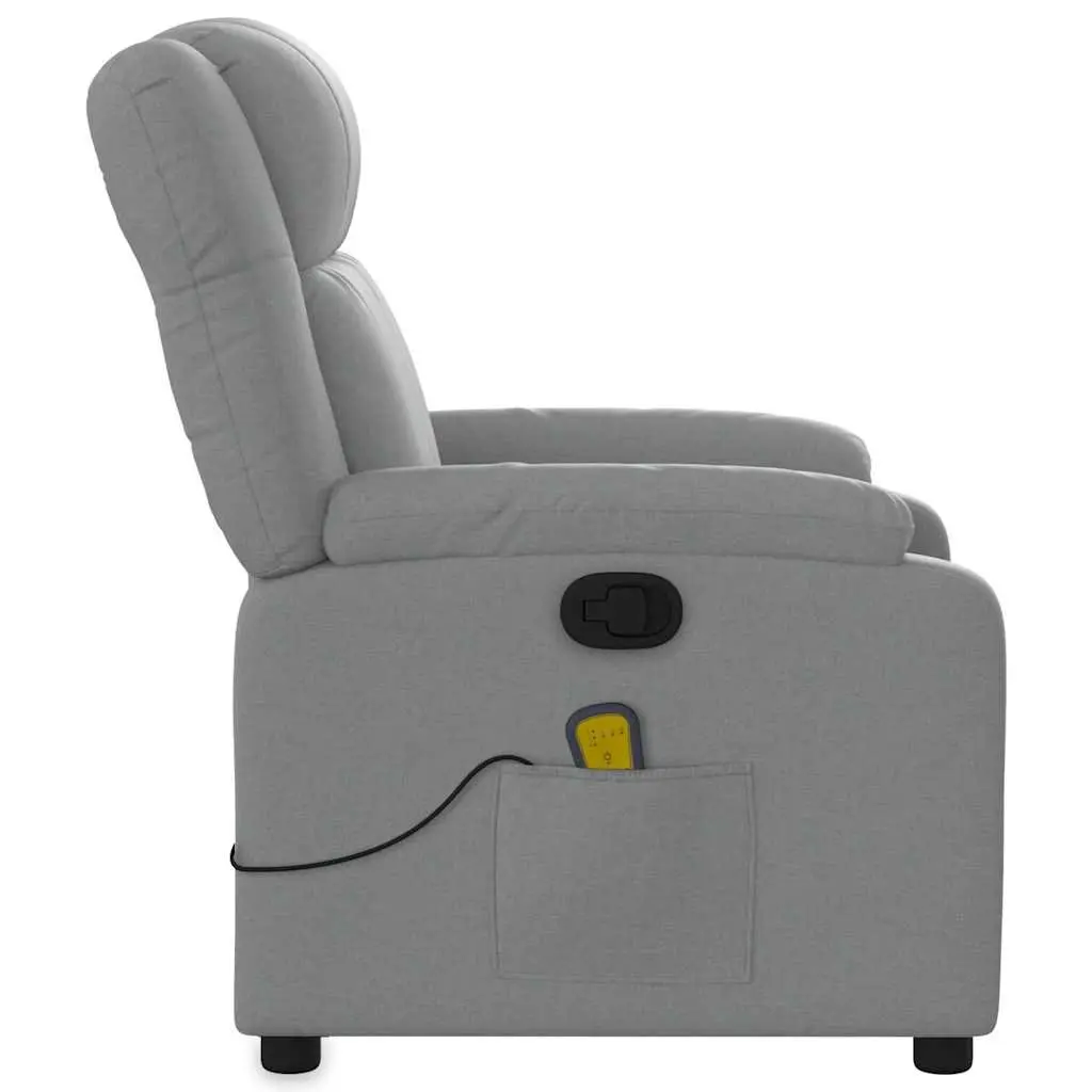 Massage Recliner Chair Fabric Light Grey Manual Reclining Armchair