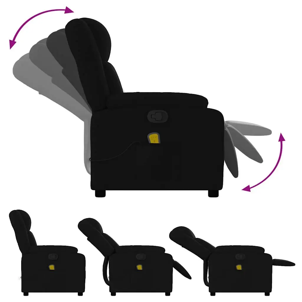 Massage Recliner Chair Fabric Black Manual Recline Vibration Armchair