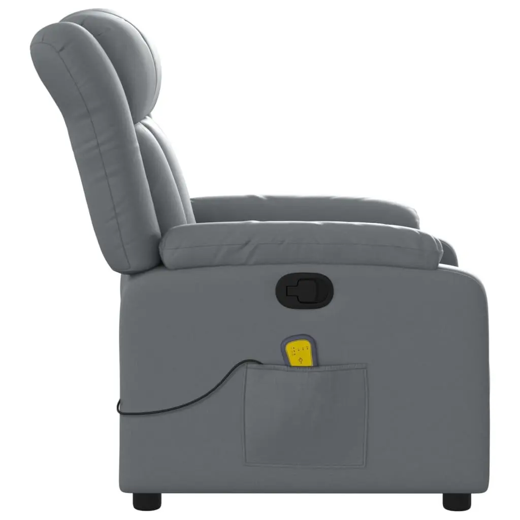 Massage Recliner Chair Faux Leather Grey Manual Recline Vibration