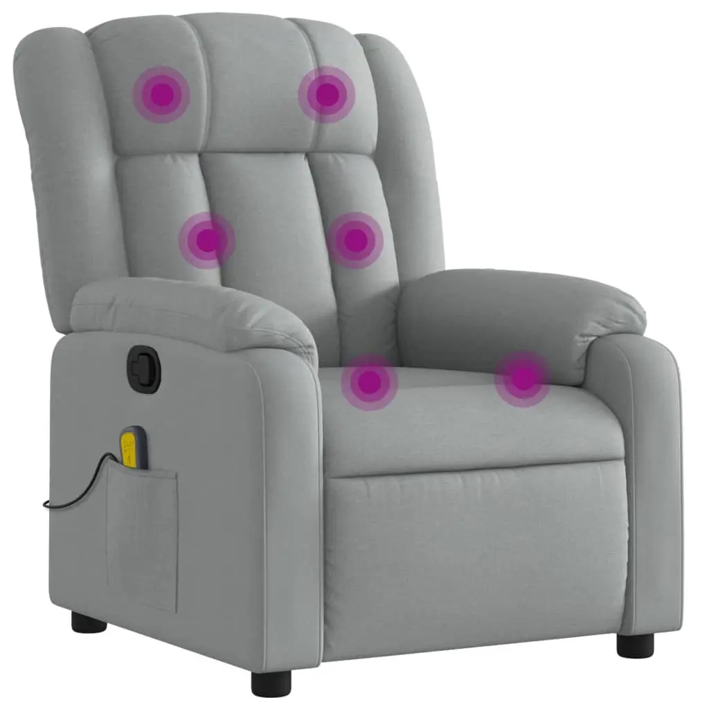 Grey Fabric Massage Recliner with Adjustable Footrest