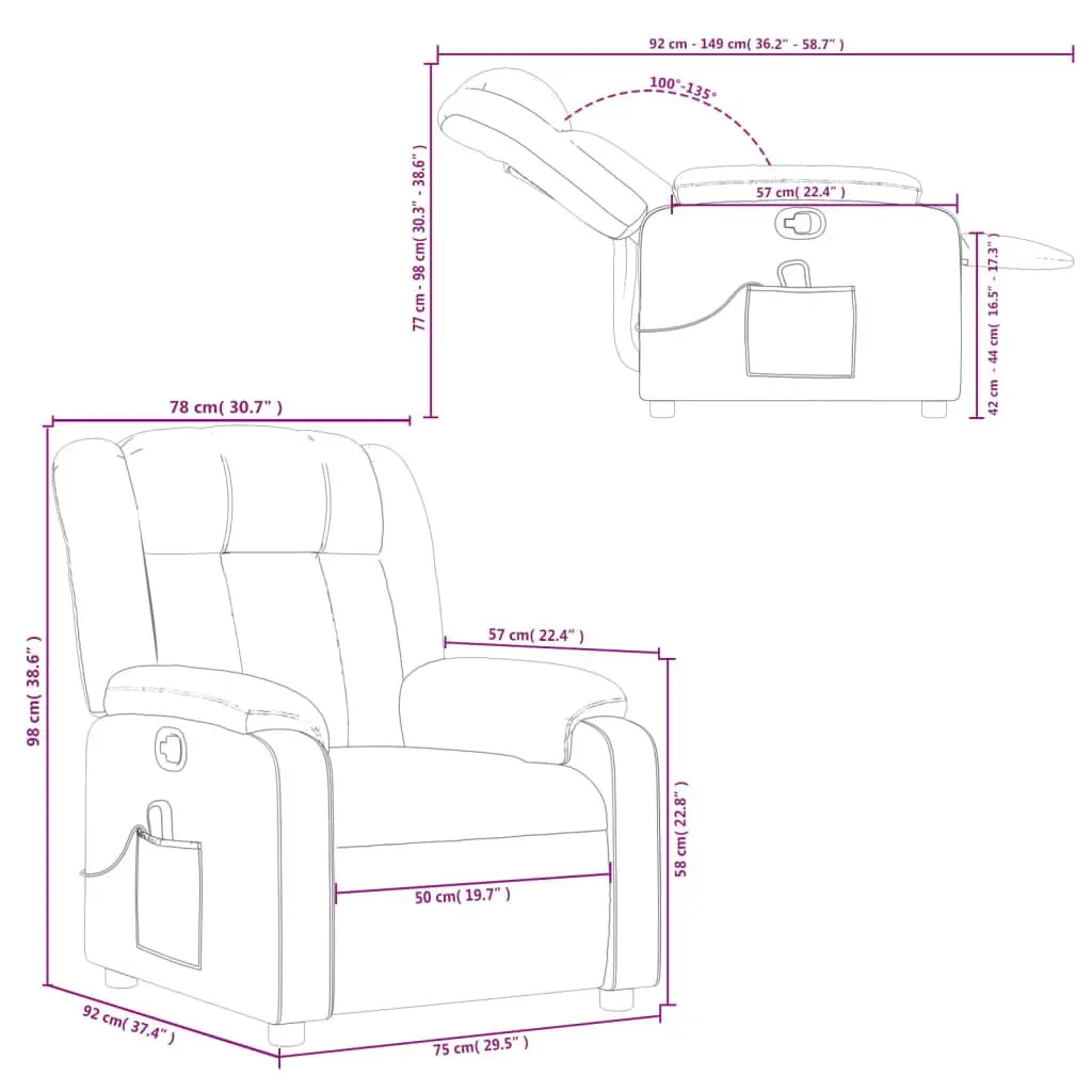 Grey Fabric Massage Recliner with Adjustable Footrest