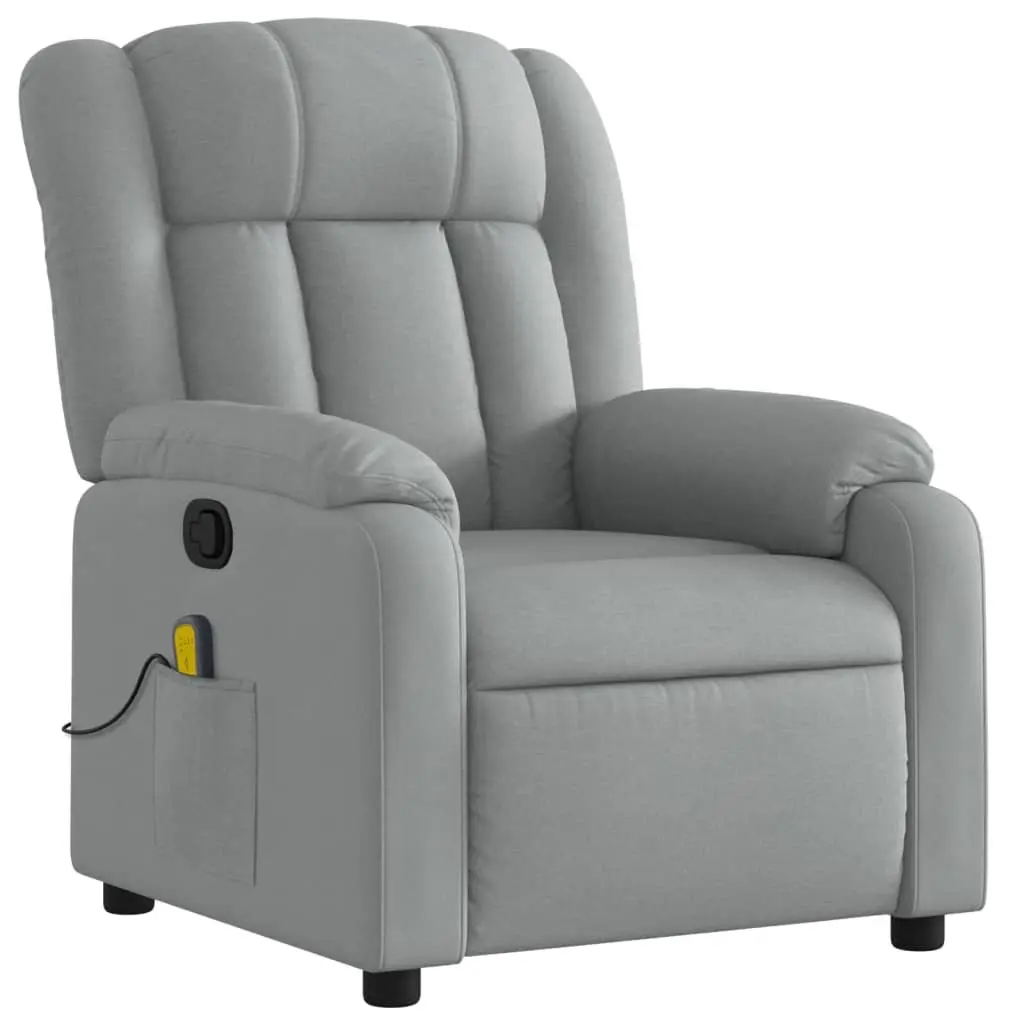 Grey Fabric Massage Recliner with Adjustable Footrest