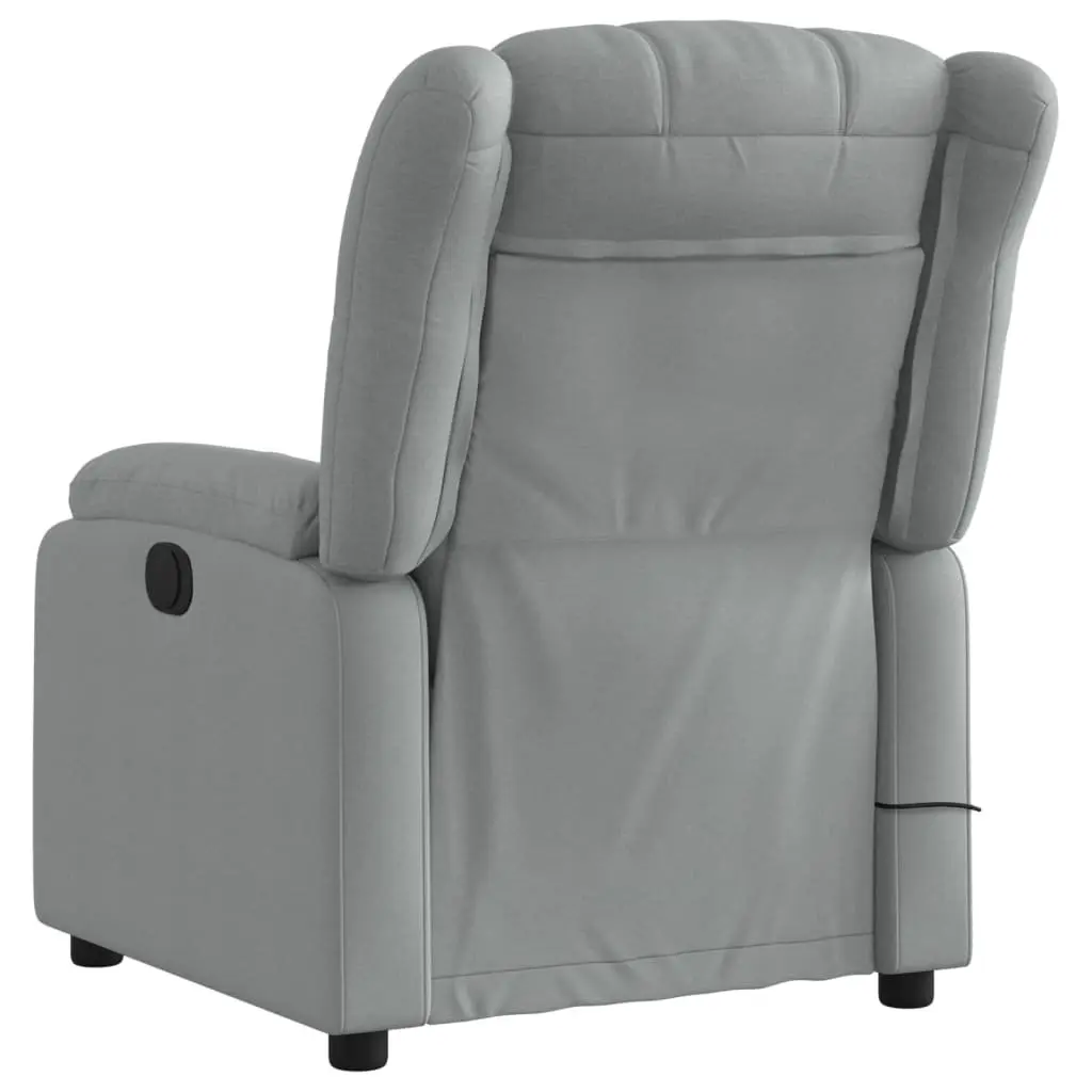 Grey Fabric Massage Recliner with Adjustable Footrest