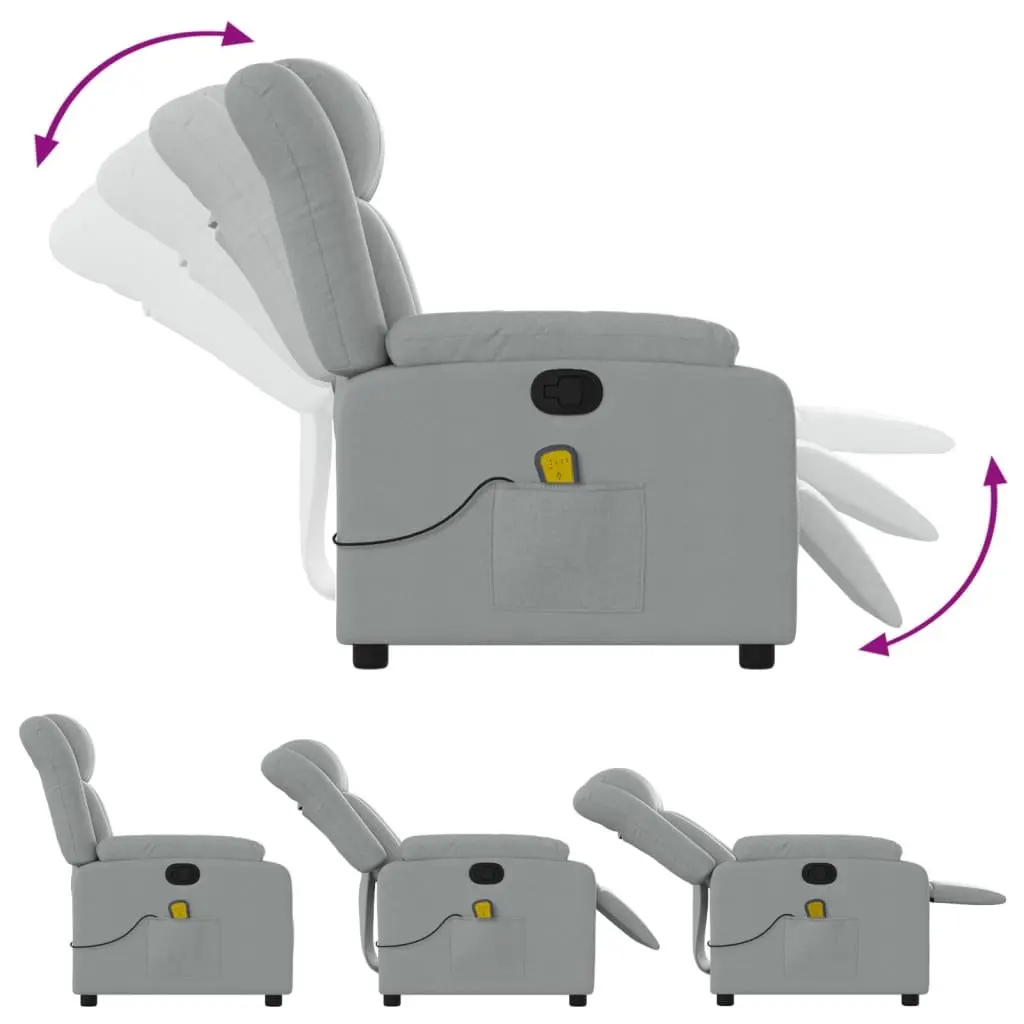 Grey Fabric Massage Recliner with Adjustable Footrest