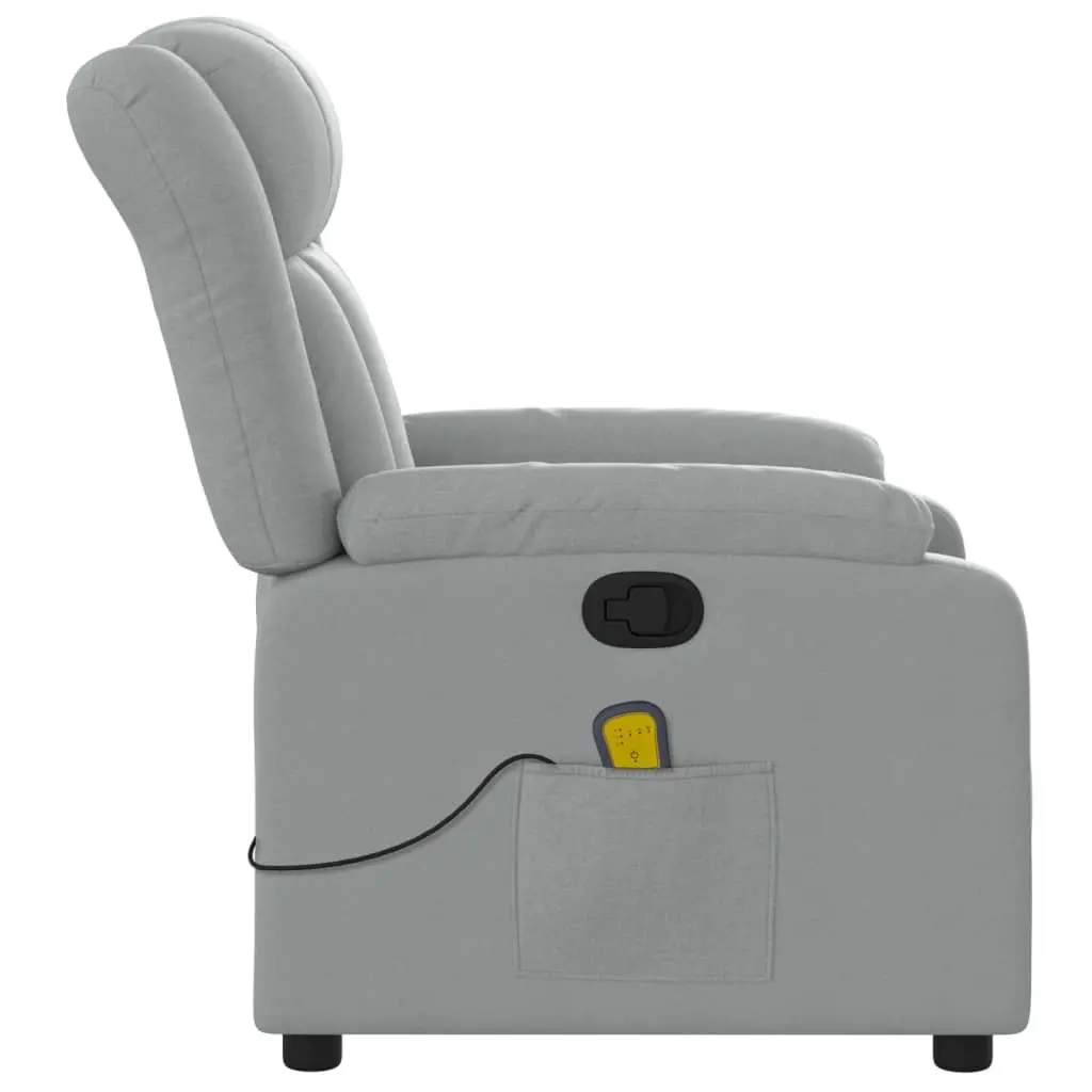 Grey Fabric Massage Recliner with Adjustable Footrest