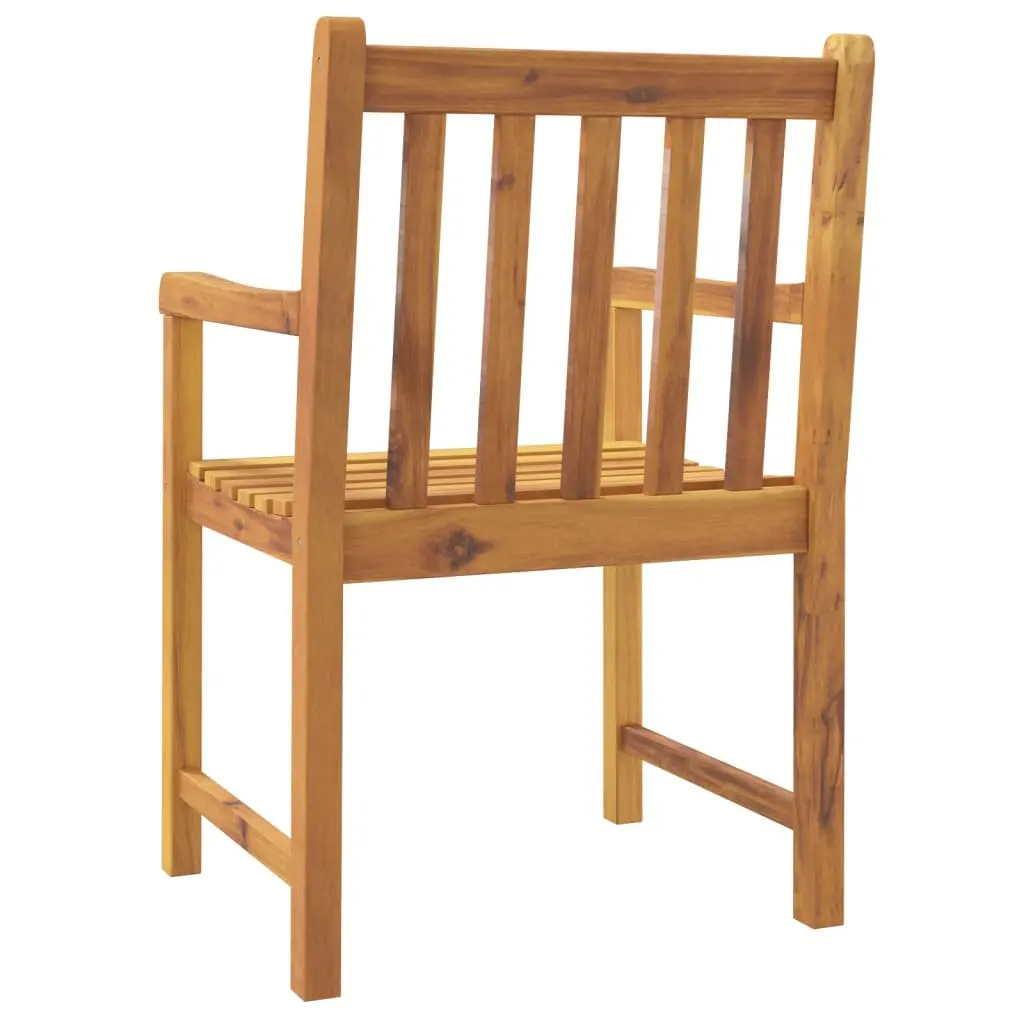 Set of 6 Brown Acacia Wood Garden Chairs with Armrests