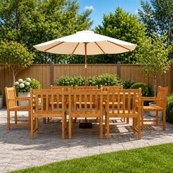 8-Piece Wooden Garden Chair Set with Armrests
