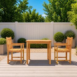 Solid Acacia Wood 3 Piece Garden Dining Set for Outdoor Use