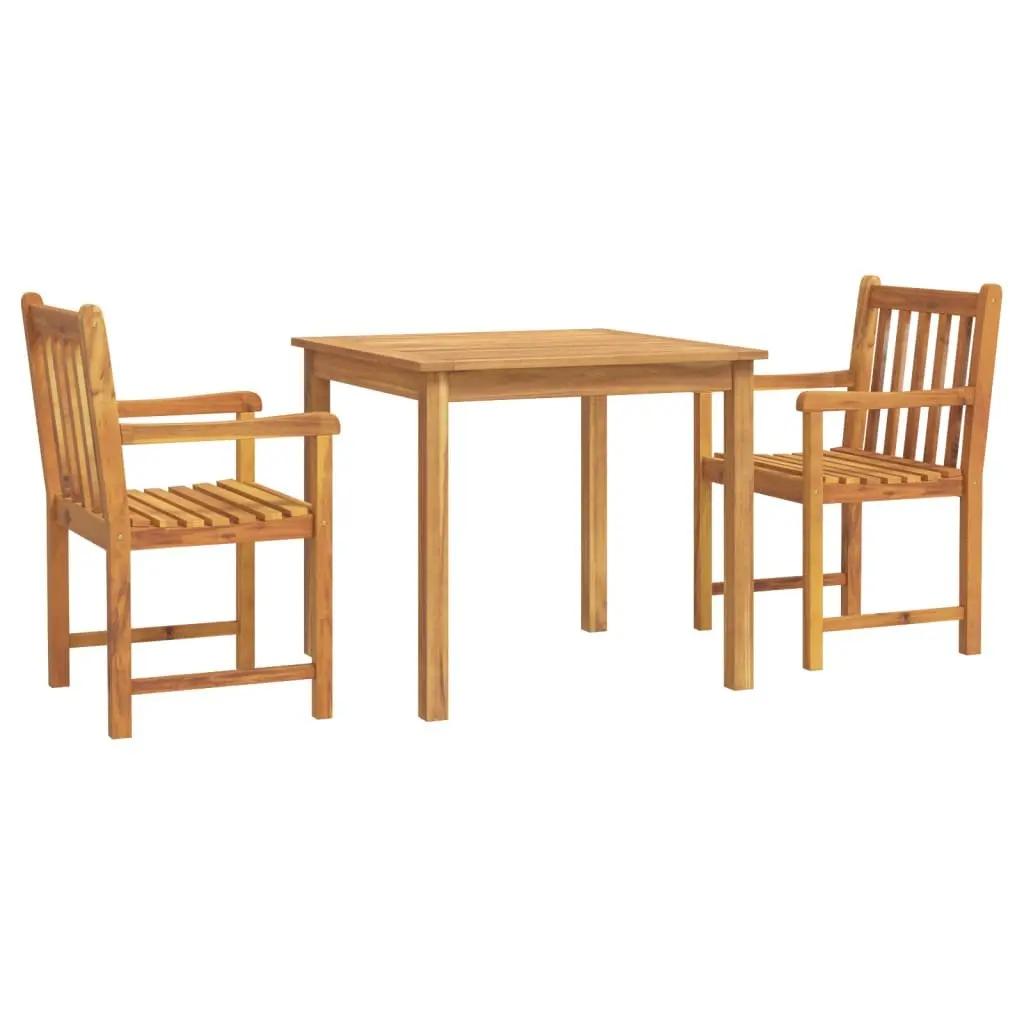 Solid Acacia Wood 3 Piece Garden Dining Set for Outdoor Use