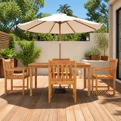Durable 5 Piece Garden Dining Set in Solid Acacia Wood
