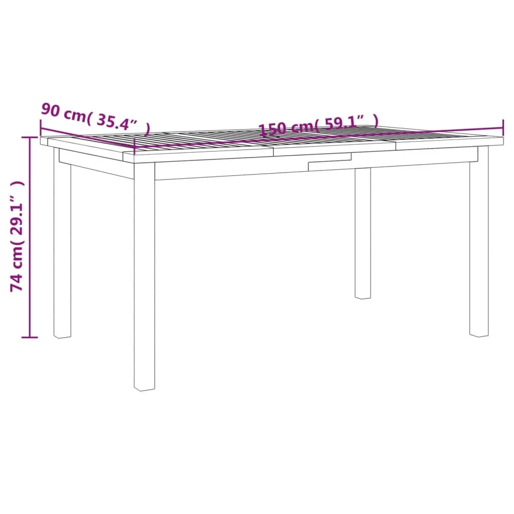 5 Piece Garden Dining Set in Solid Acacia Wood