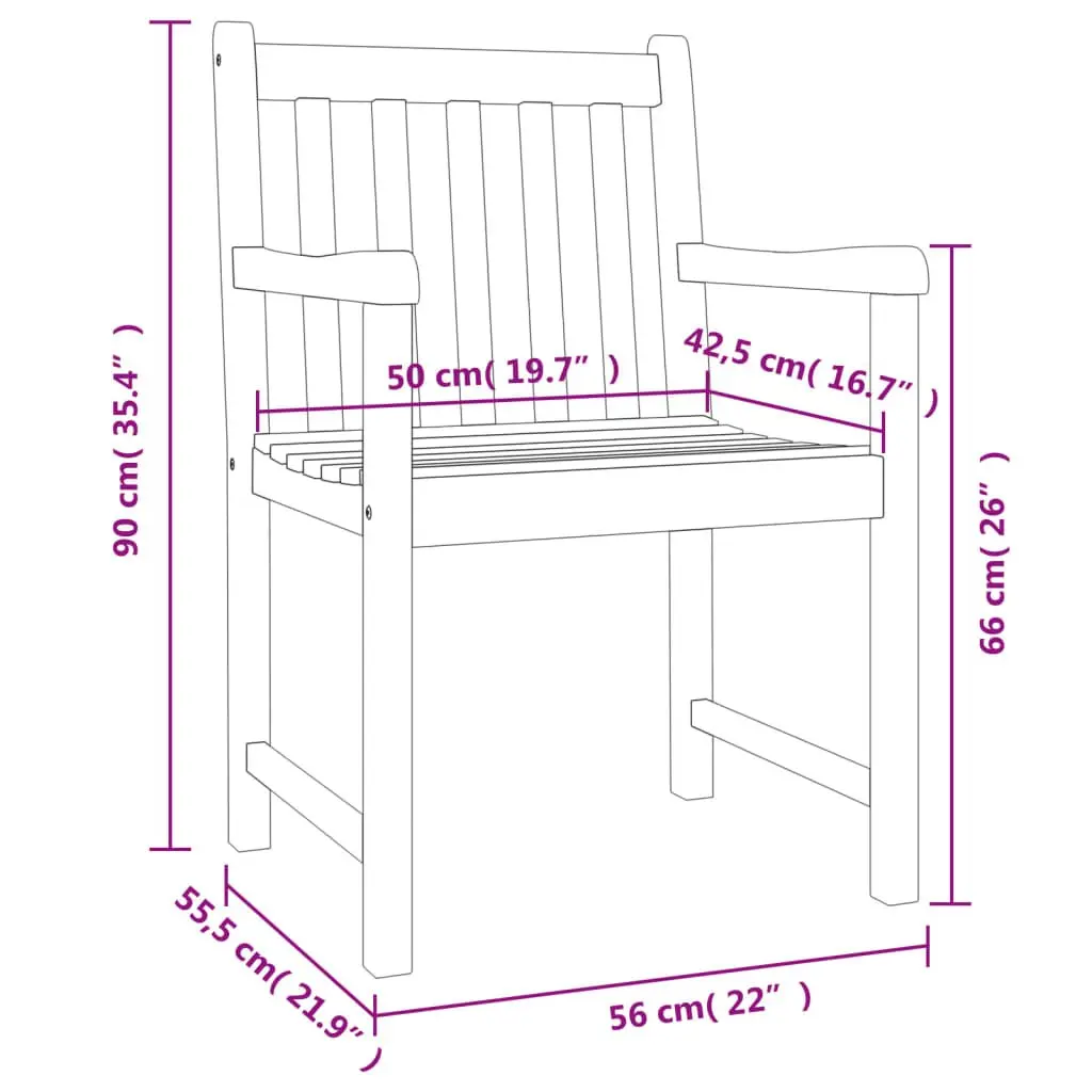 5 Piece Garden Dining Set in Solid Acacia Wood