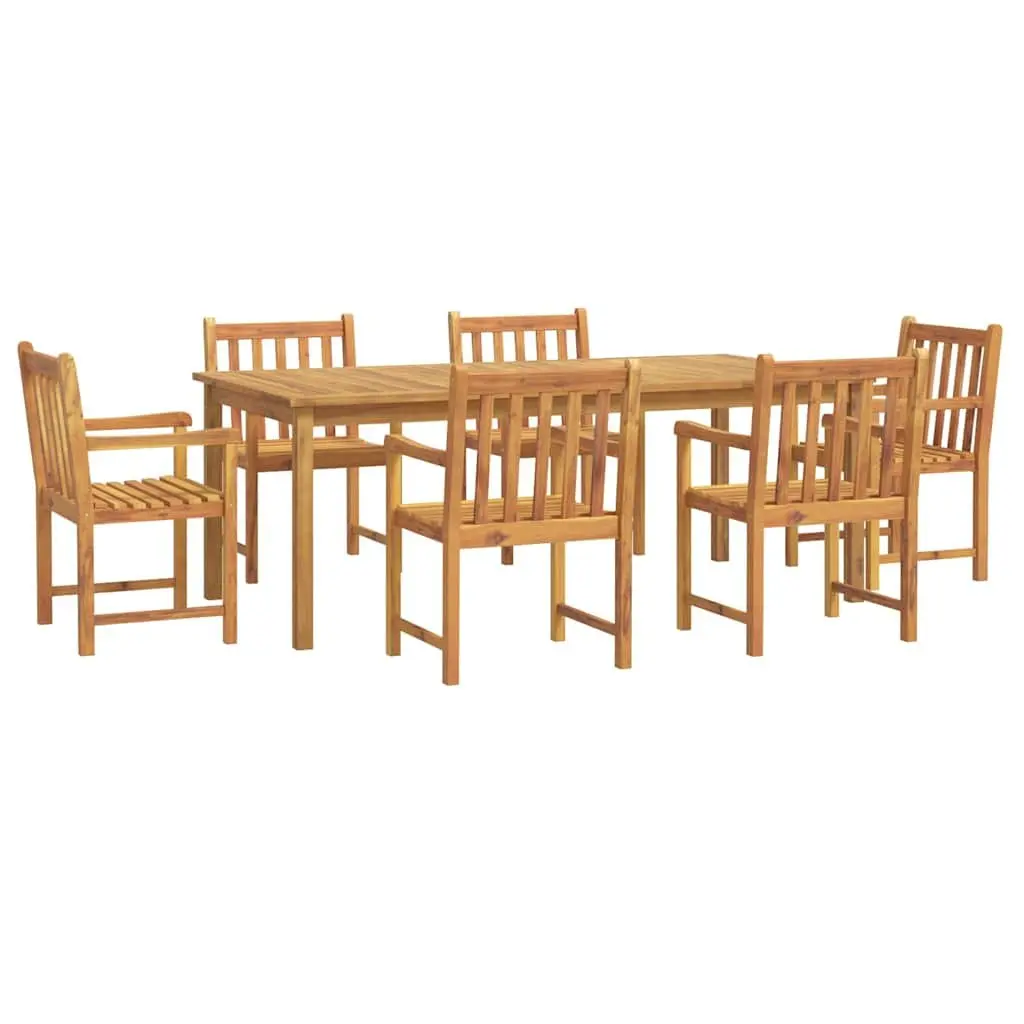 7 Piece Garden Dining Set Solid Acacia Wood Brown