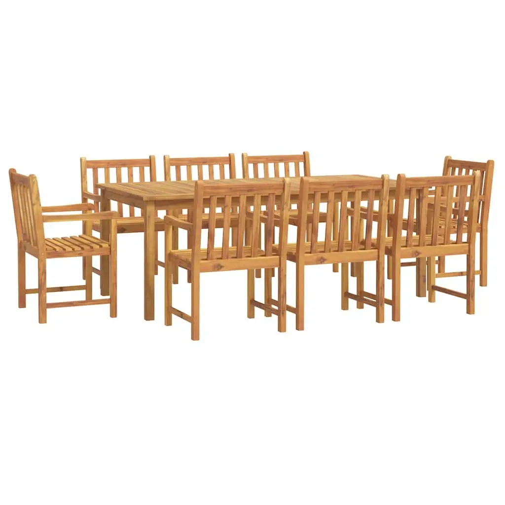 9 Piece Garden Dining Set Solid Acacia Wood Brown