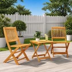 Folding Garden Dining Set 3 Piece Outdoor Furniture Solid Wood Acacia Brown