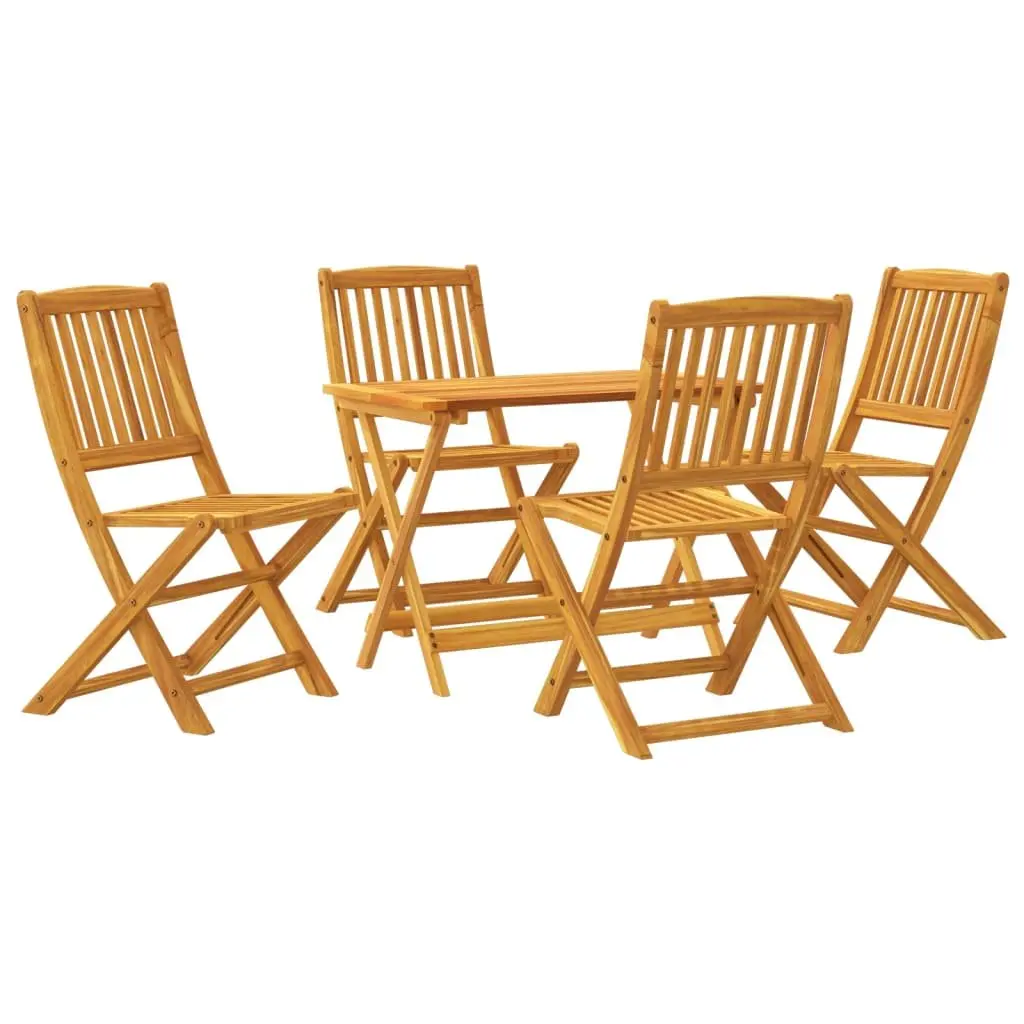 5 Piece Folding Garden Dining Set Solid Acacia Wood Outdoor Patio Furniture