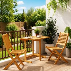 Durable Folding Garden Dining Set - 3 Piece Bistro