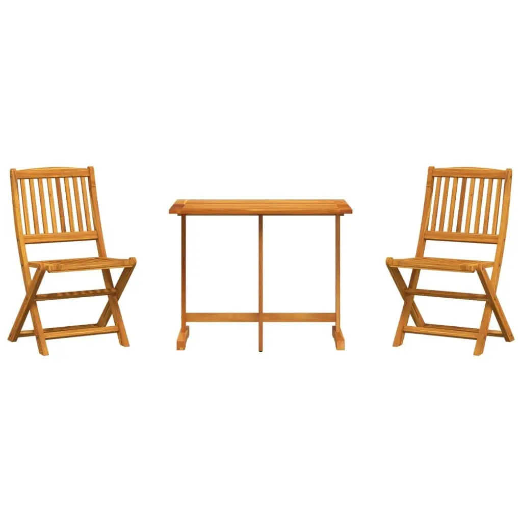 Folding Garden Dining Set 3 Piece Outdoor Bistro Table Chairs Wood Patio