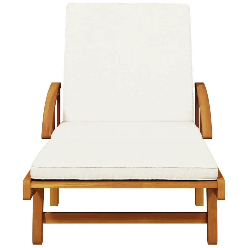 Sun Lounger with Cushion and Pull-Out Table