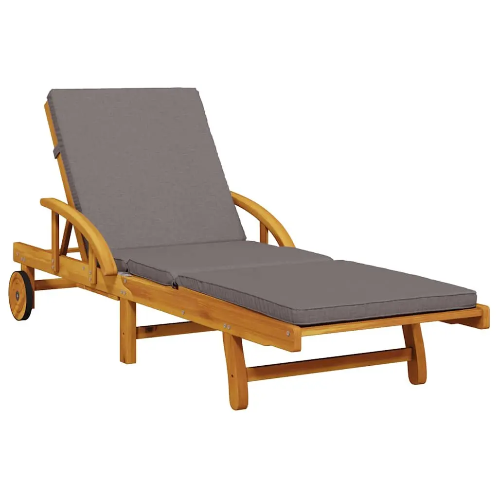 Sun Lounger with Pull-Out Table and Cushion