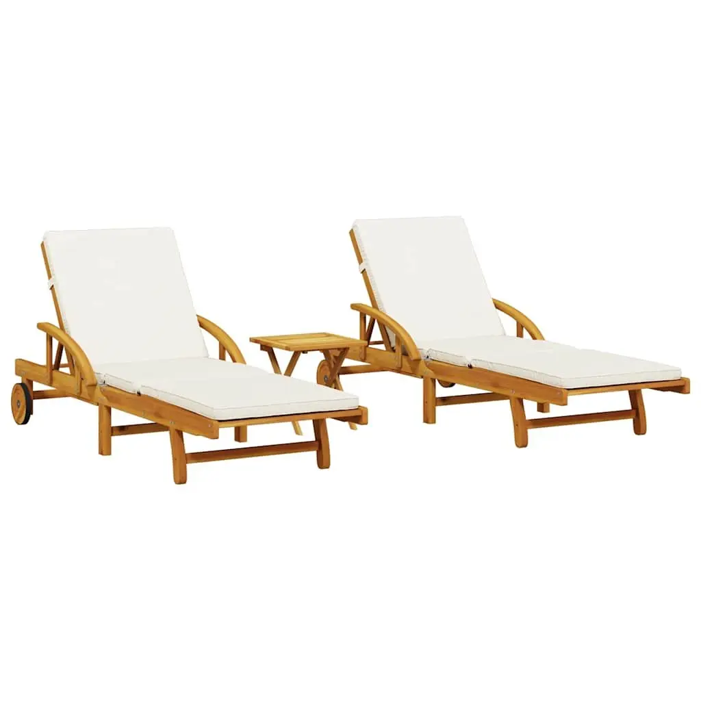 2-Piece Sun Loungers with Pull-Out Table