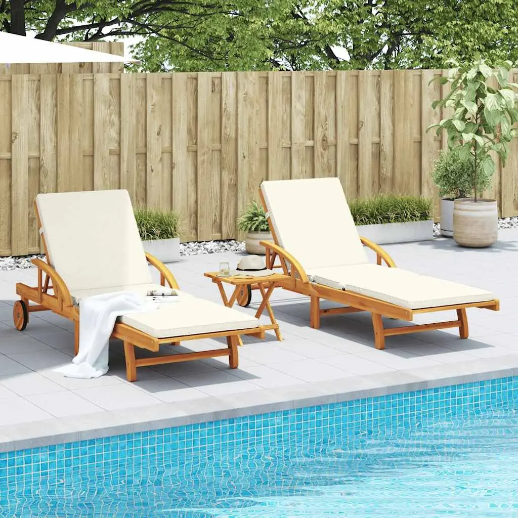 2-Piece Sun Loungers with Pull-Out Table