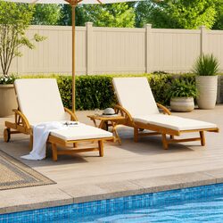 High-Quality Solid Wood Sun Loungers with Cushions