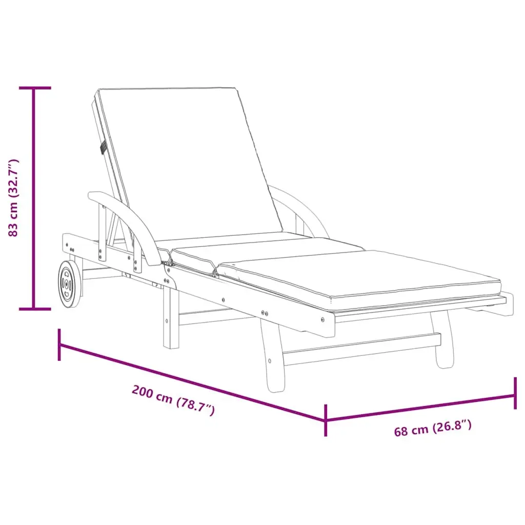 Solid Wood Sun Loungers with Cushions