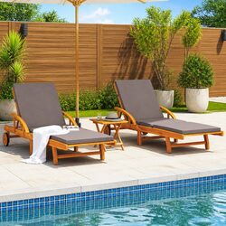 Premium Outdoor Sun Loungers Set with Cushions