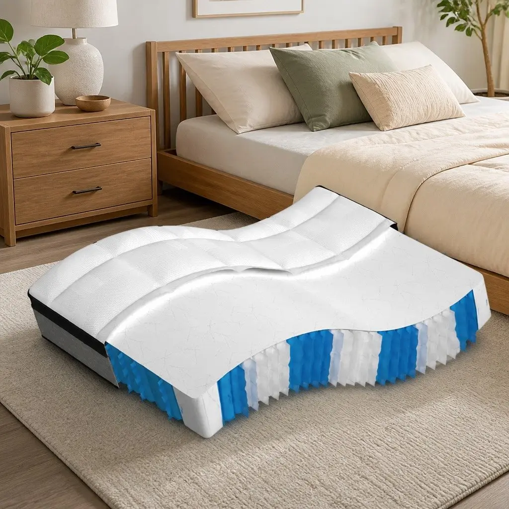Pocket Spring Mattress Fabric Double Size 137x190 cm White Medium Plus