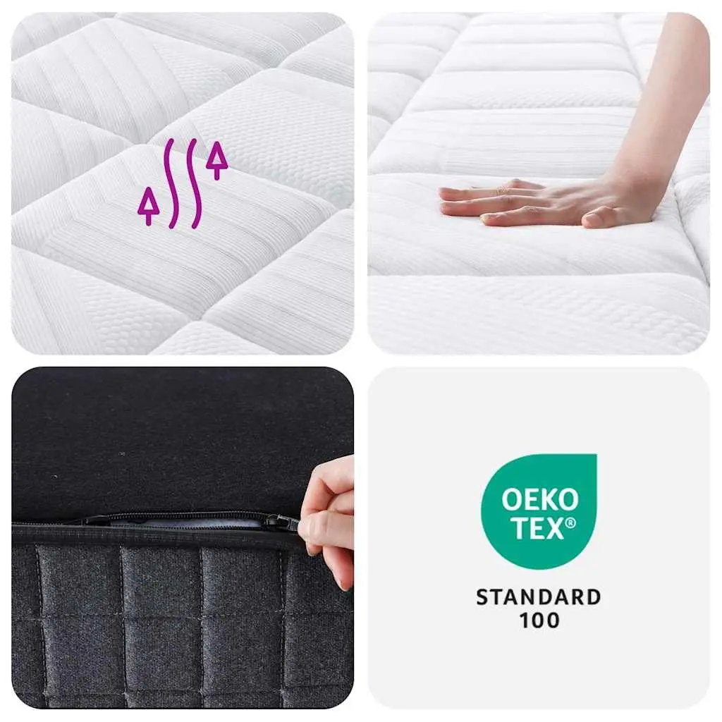 Pocket Spring Mattress Fabric Double Size 137x190 cm White Medium Plus