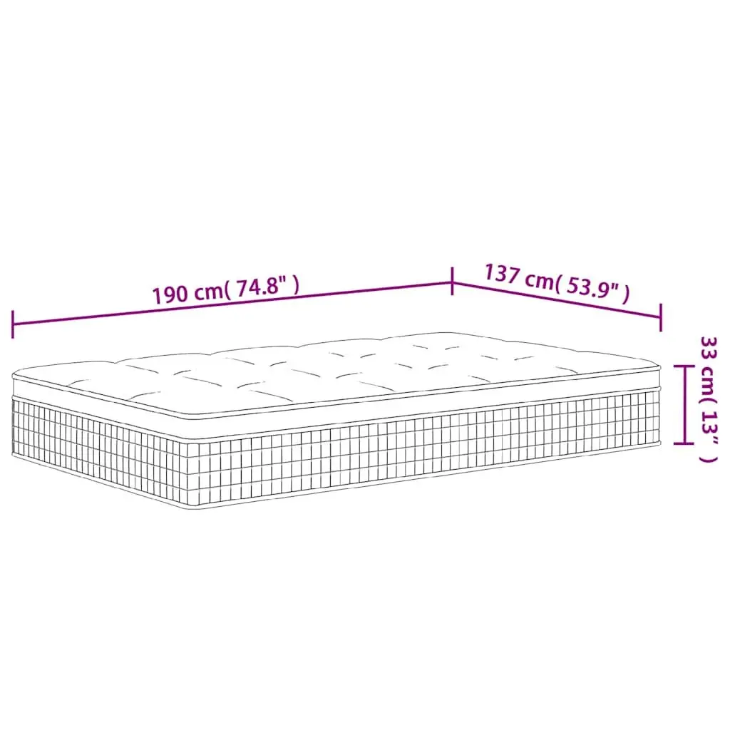 Pocket Spring Mattress Fabric Double Size 137x190 cm White Medium Plus