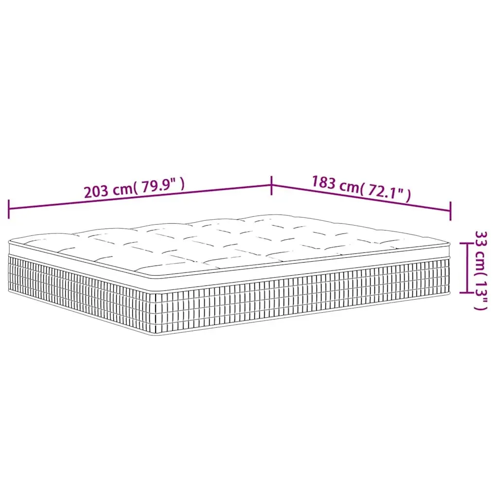 King Size Medium Plus Pocket Spring Mattress 183x203 cm
