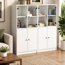 Premium White Bookcase with Doors and Storage Options