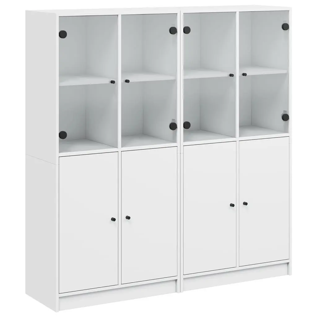 White Bookcase with Doors and Storage Options